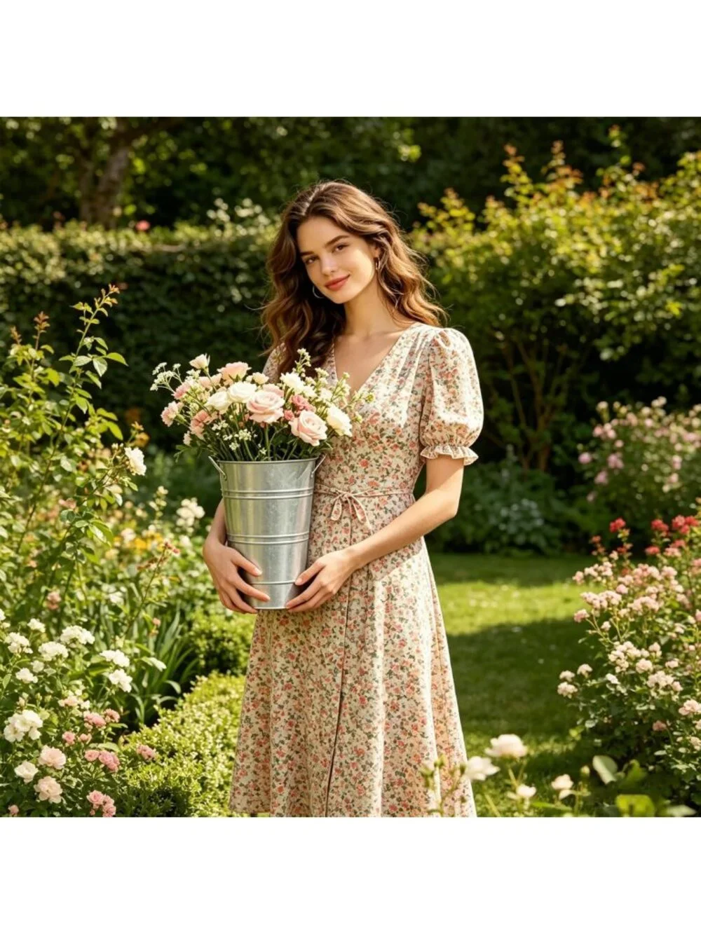 Set of 8 Galvanized Metal Flower Buckets - 10 Inch Rustic Vases for Home Decor